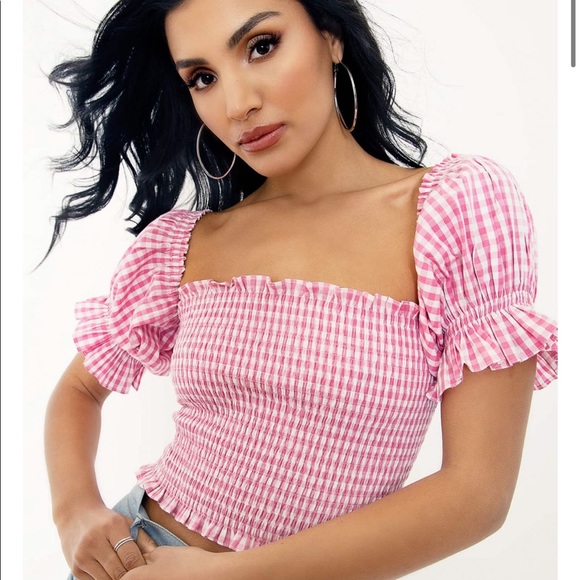 Gingham Pink Spring Fields Top - Picture 3 of 6